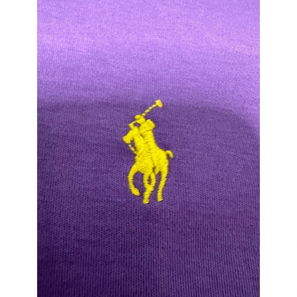 Polo Ralph Lauren Mens XL Purple Short Sleeve Jersey Polo Shirt Yellow Pony Logo